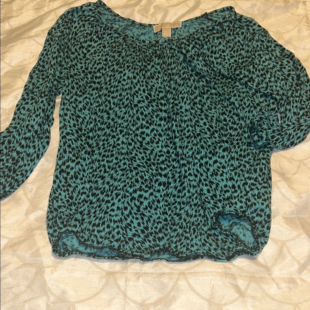 Michael Kors Teal and Black Blouse